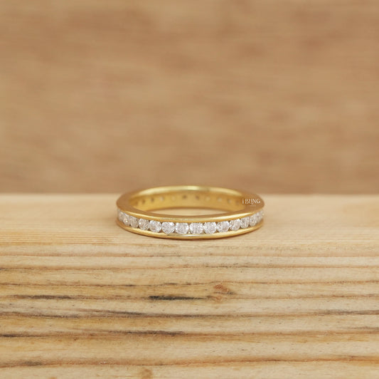 Channel Set Round Diamond Wedding Band