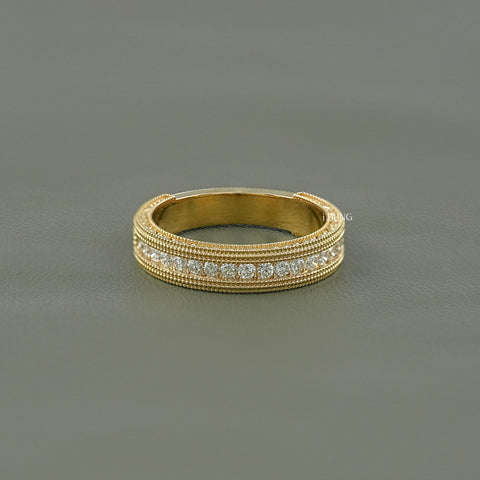 Round Diamond Filigree Set Unisex Wedding Band