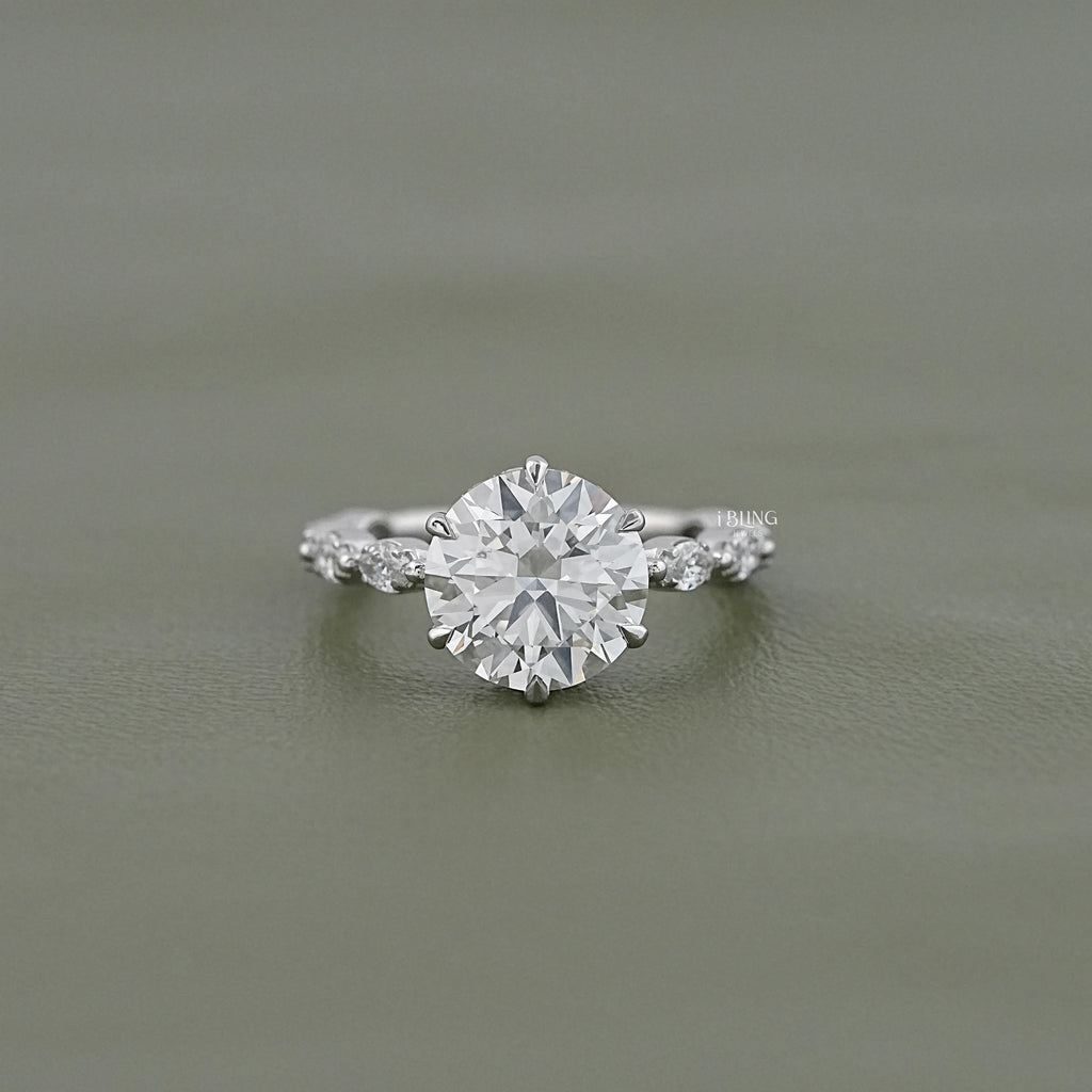 Round Diamond Cluster Accent Set Ring