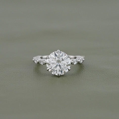 Round Diamond Cluster Accent Set Ring