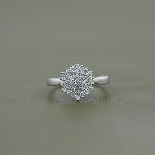 Round Lab Diamond Cluster Flower Ring