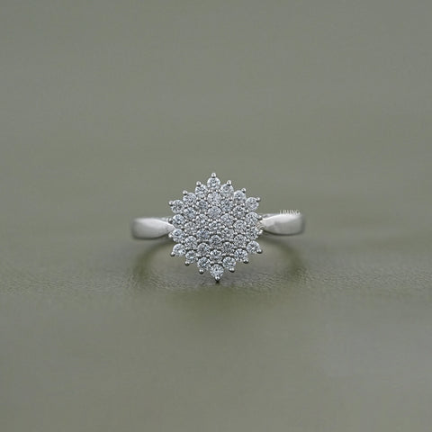 Round Lab Diamond Cluster Flower Ring