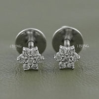 Floral Style Round Diamond Cluster Set Earrings