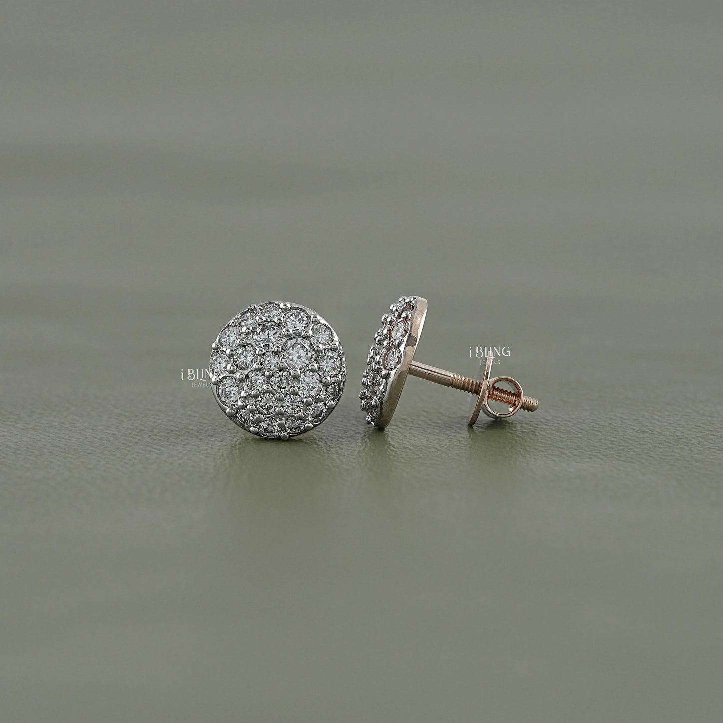 Round Lab Diamond Cluster Stud Earrings