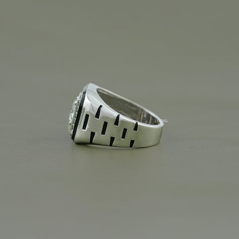Black & White Halo Diamond Cluster Men's Ring