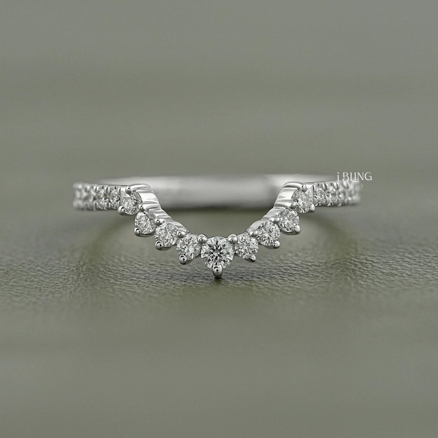 Round Cut Lab Grown Diamond Curved Wedding Band Wedding Band