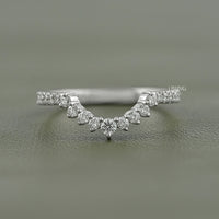 Round Cut Lab Grown Diamond Curved Wedding Band