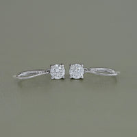 Round Solitaire Diamond Dangle Drop Earrings