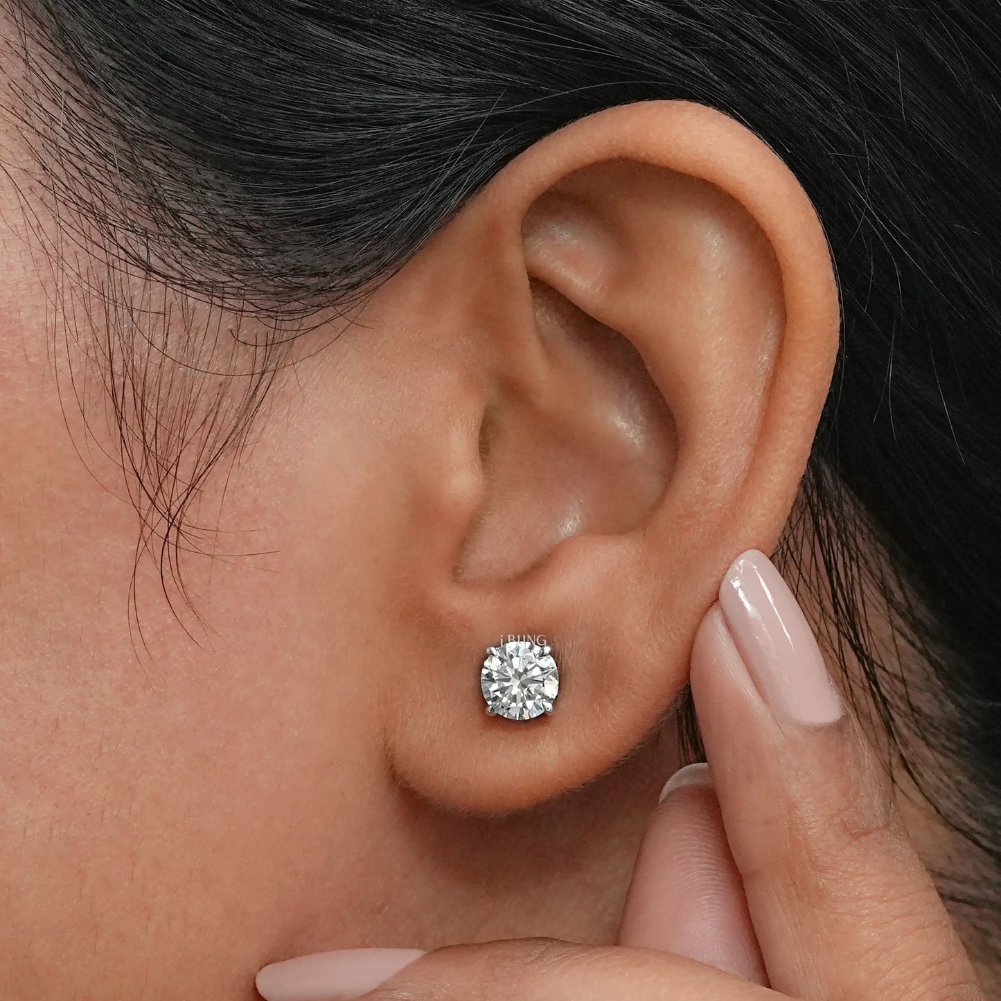 Round Cut Lab Grown Diamond Solitaire Stud Earrings