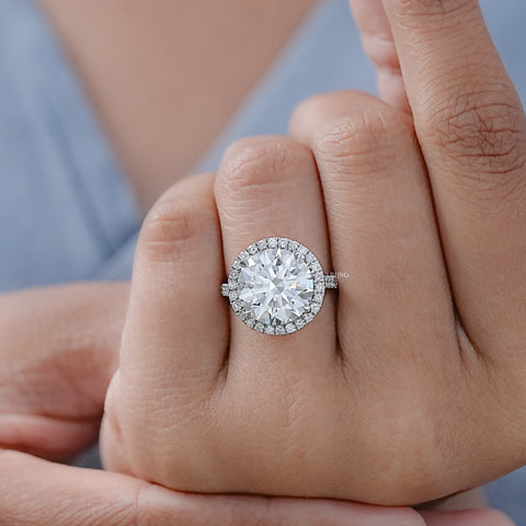 Round Cut Lab Diamond Halo Engagement Ring