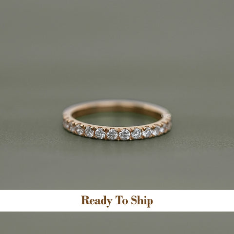Round Cut Lab Diamond Half Eternity Wedding Band