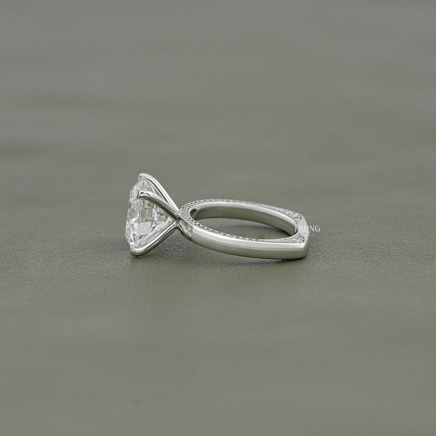 Round Cut Euro Shank Channel Set Diamond Ring Solitaire Accent Ring