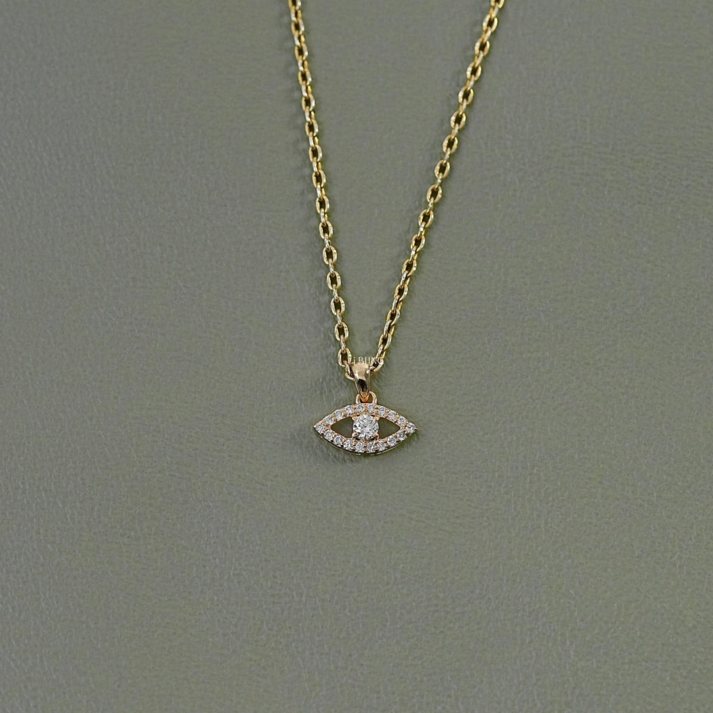 Round Cut Lab Diamond Evil Eye Pendant