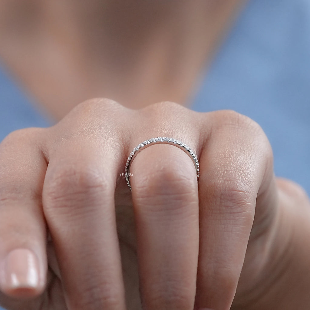 Round Tinny Diamond Full Eternity Wedding Band