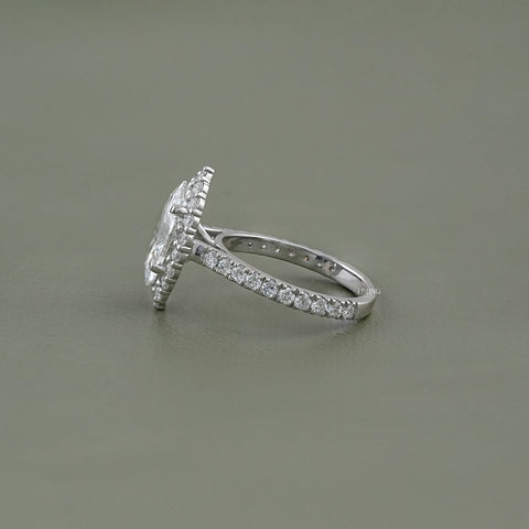 Marquise Lab Diamond Halo Engagement Ring