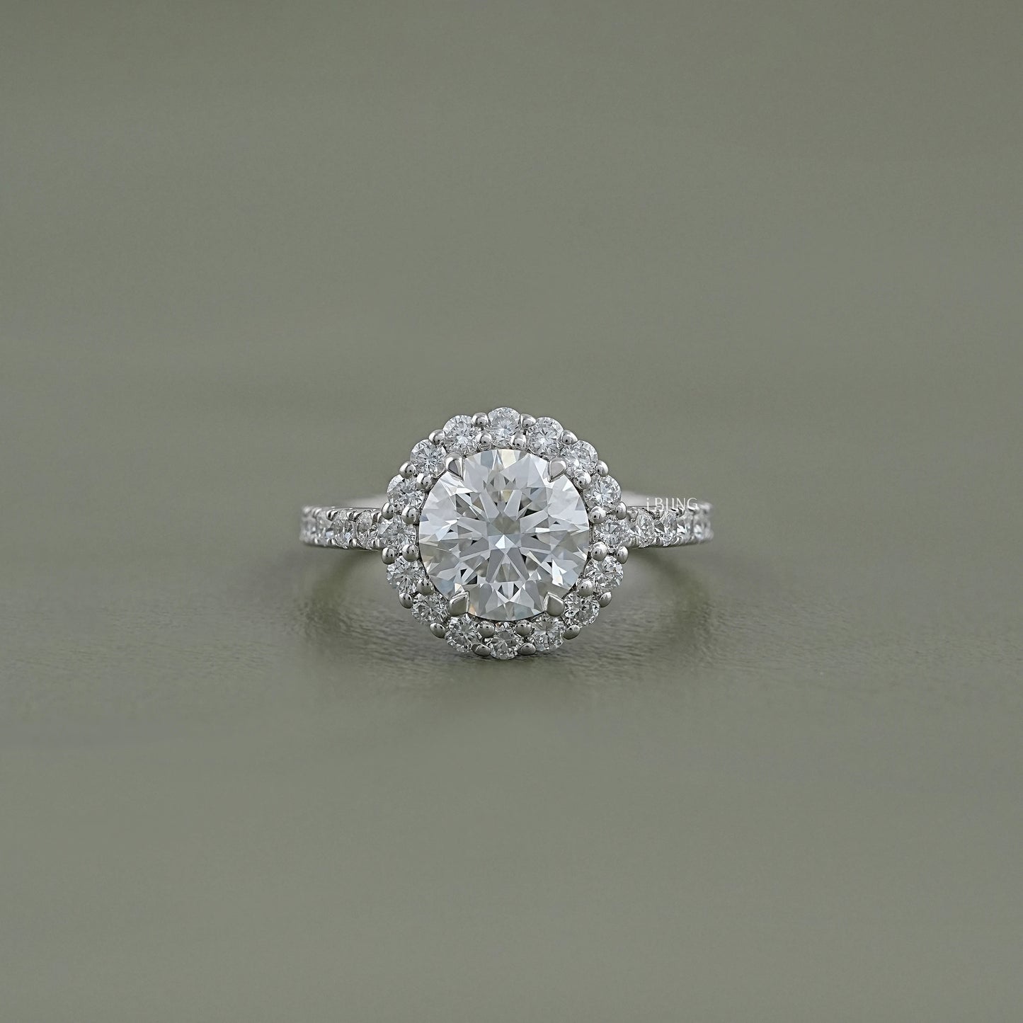 Round Lab Diamond Halo Engagement Ring