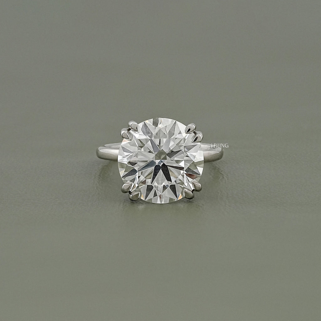 Round Cut Diamond Hidden Halo Solitaire Ring