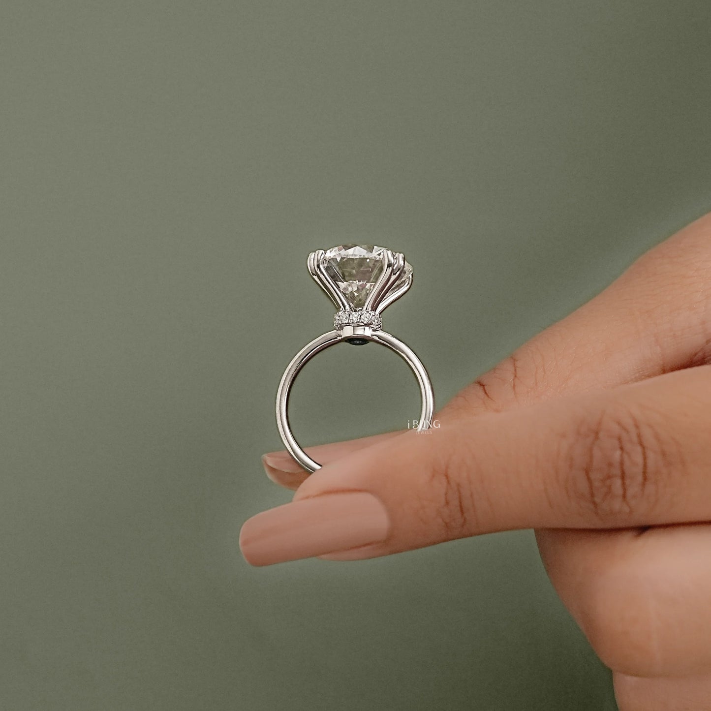 Round Cut Diamond Hidden Halo Solitaire Ring Solitaire Ring