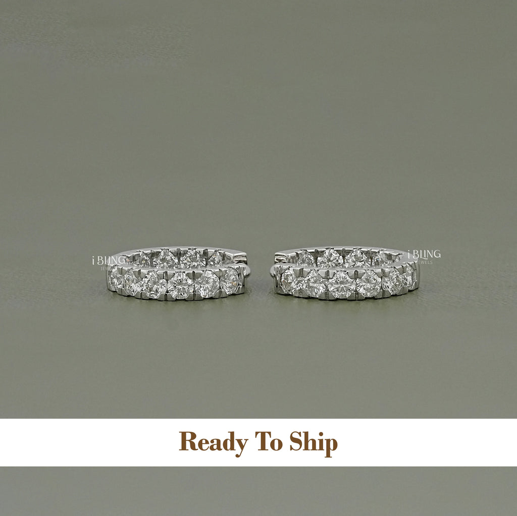 Round Lab Grown Diamond Hoop & Huggie Earrings