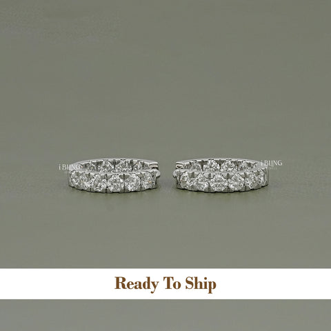 Round Lab Grown Diamond Hoop & Huggie Earrings