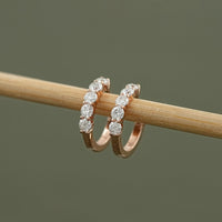 Round Cut Lab Grown Diamond Huggie Hoop Earrings