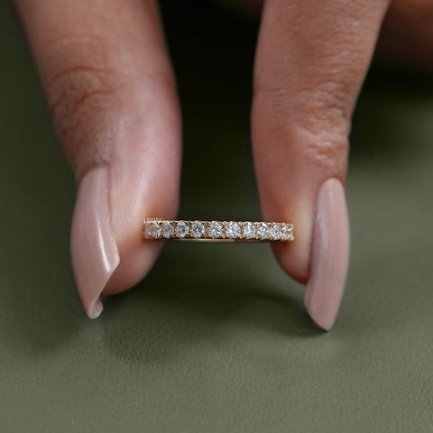 Round Cut Lab Diamond Half Eternity Wedding Band