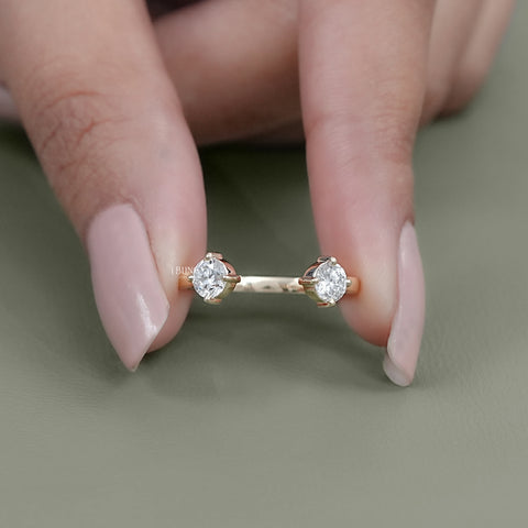 Two Stone Round Diamond Open Cuff Ring