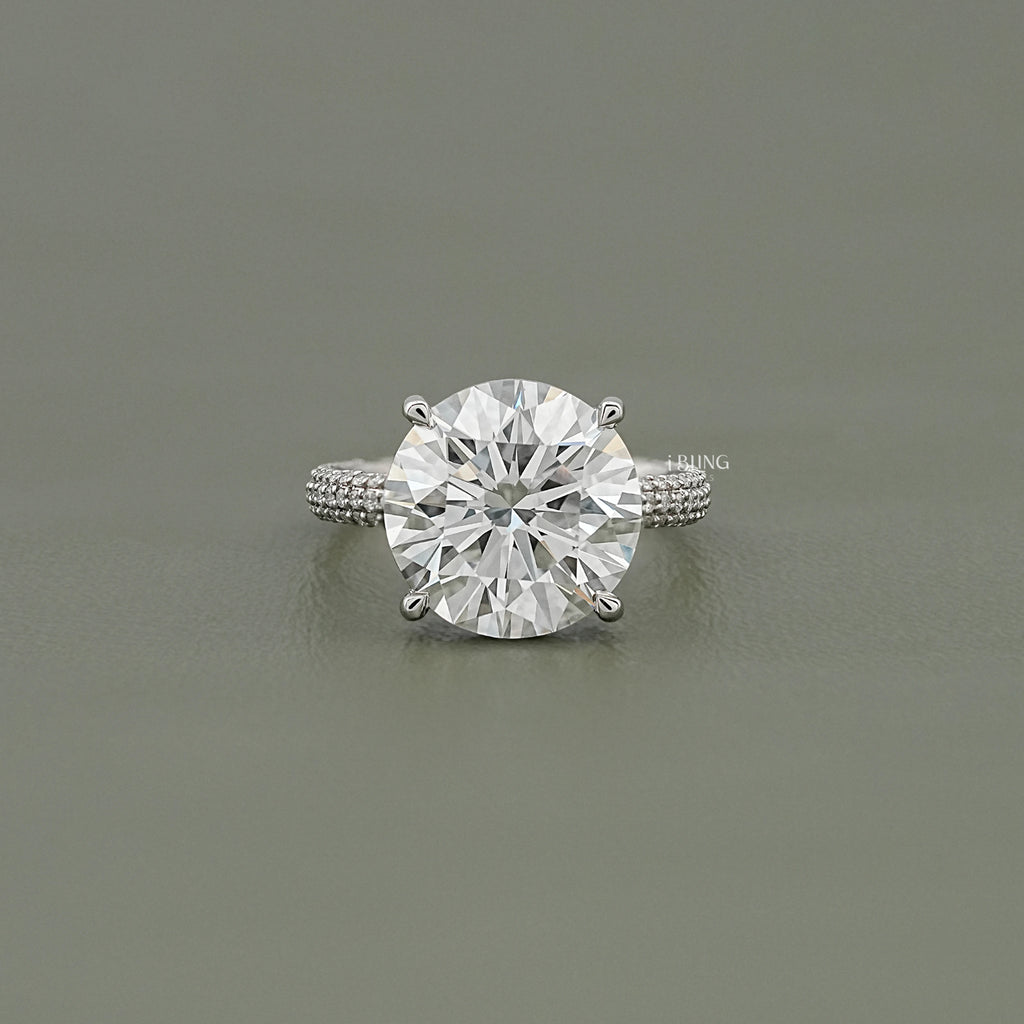 Round Lab Diamond Pave Engagement Ring