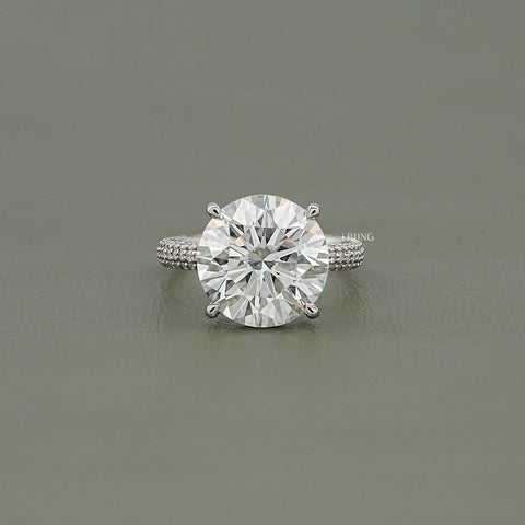 Round Lab Diamond Pave Engagement Ring