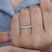Round Cut Lab Diamond Half Eternity Wedding Band