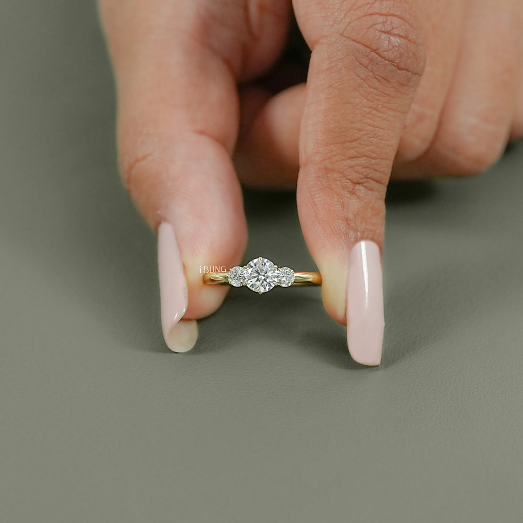 Old European Round Three Stone Anniversary Ring