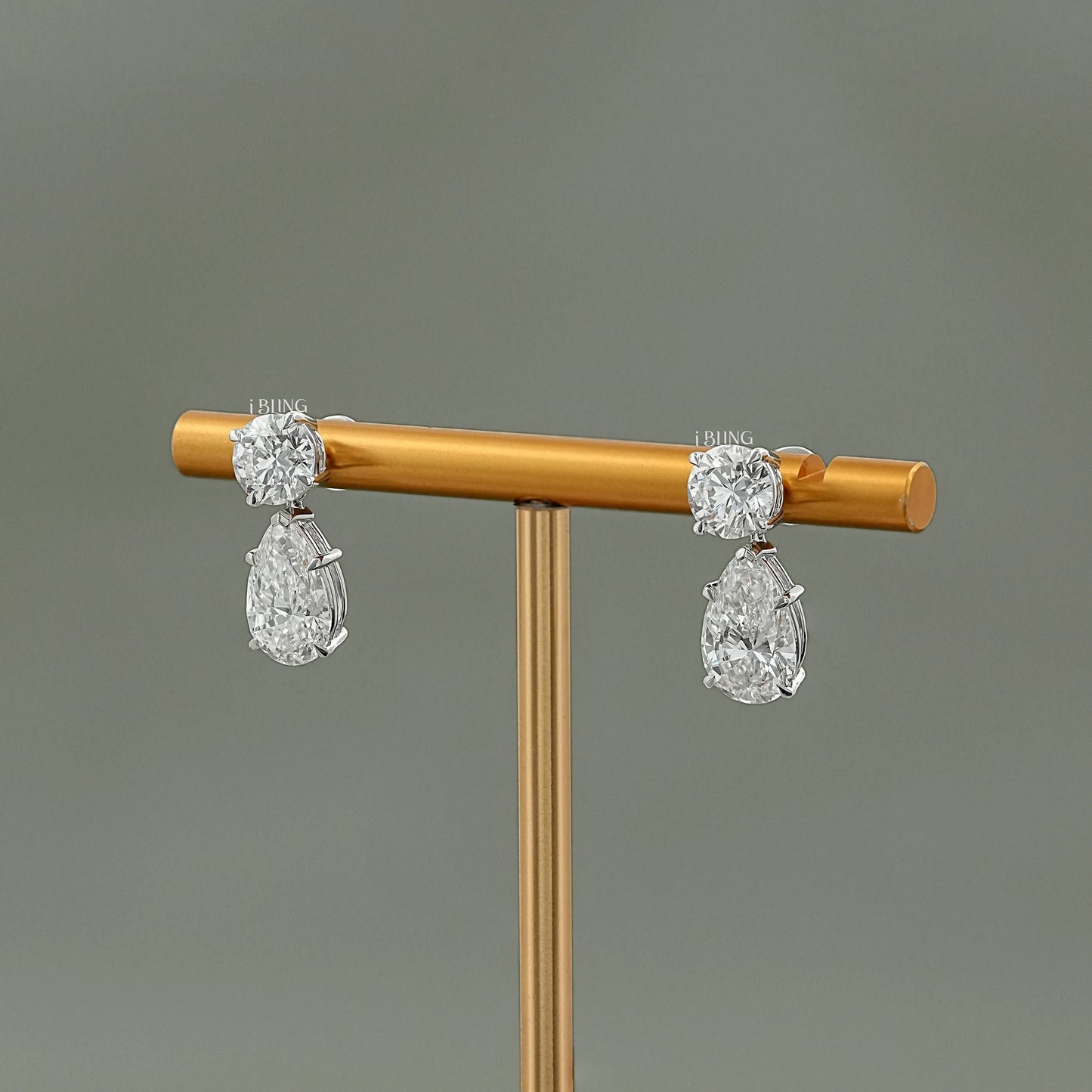 Pear Cut Lab Diamond Dangle Drop Wedding Earrings