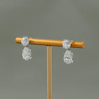 Pear Cut Lab Diamond Dangle Drop Wedding Earrings