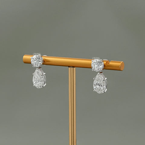 Pear Cut Lab Diamond Dangle Drop Wedding Earrings