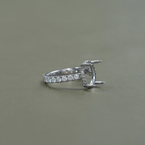 Oval Shape Semi Mount Lab Diamond Engagement Ring