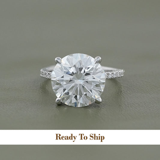 Round Cut Lab Diamond Solitaire Accent Ring Ring
