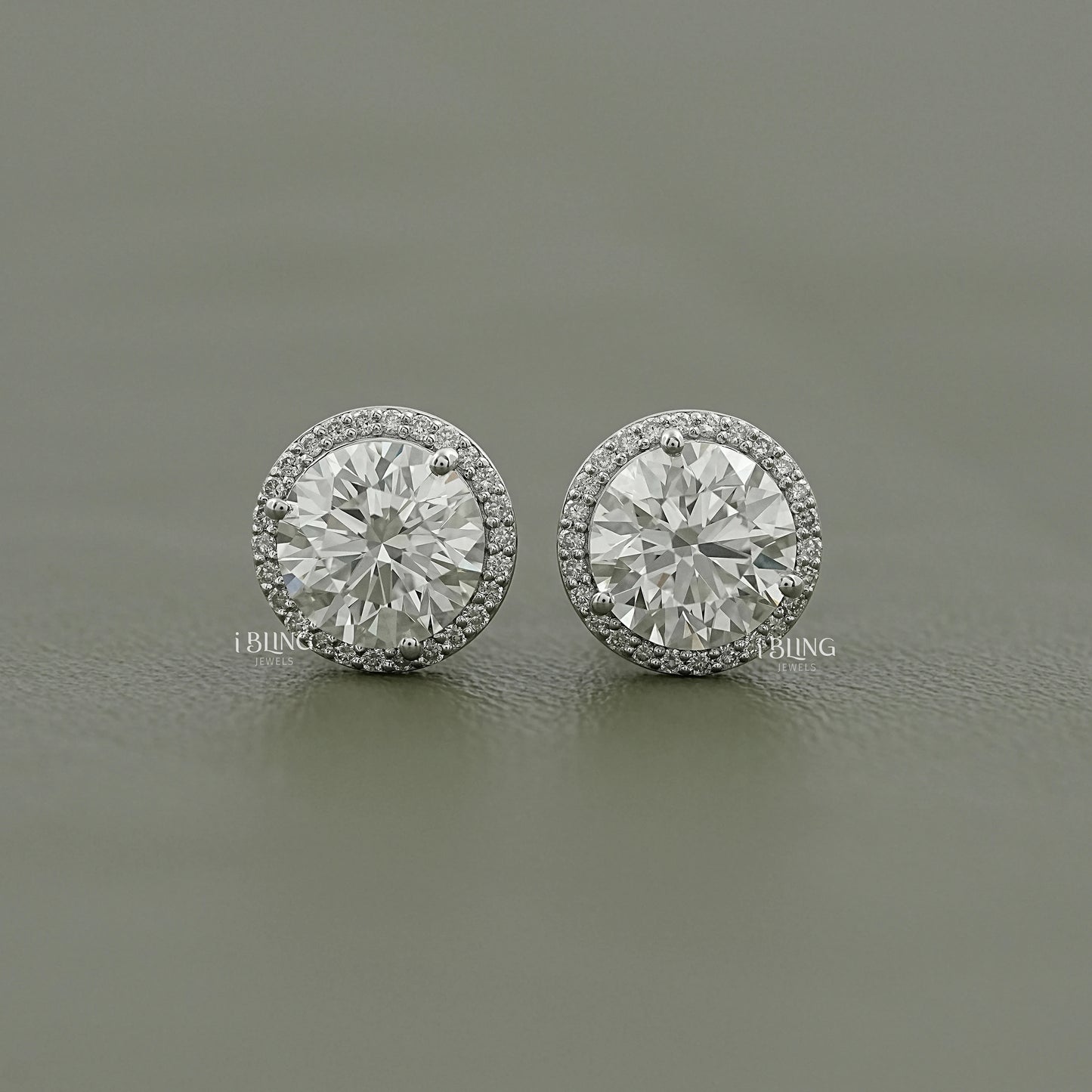 Round Cut Lab Diamond Halo Stud Earrings Stud
