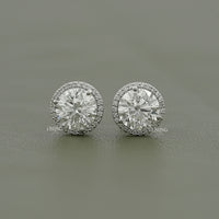 Round Cut Lab Diamond Halo Stud Earrings