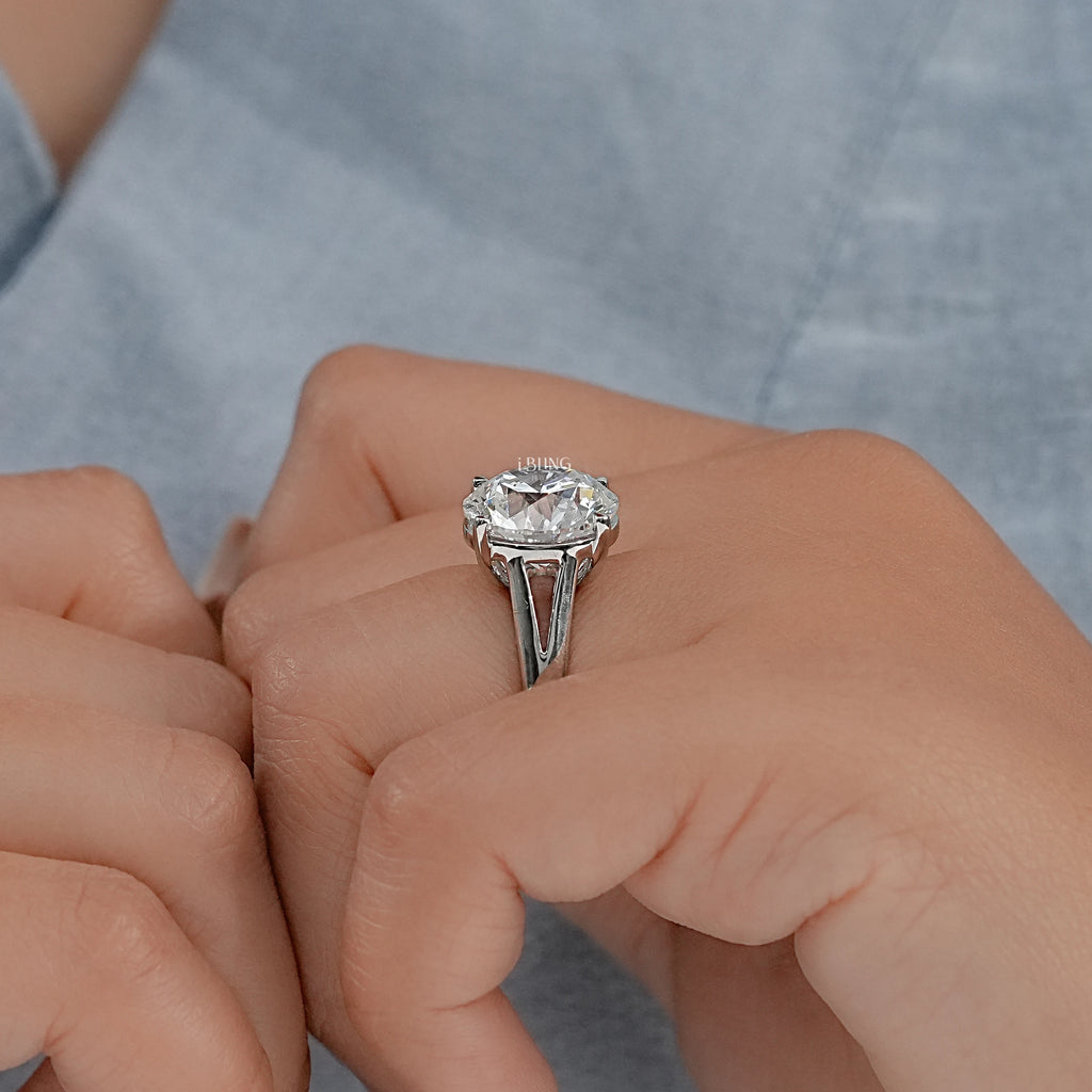 Round Diamond Split Shank Solitaire Ring