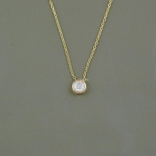 Round Cut Lab Grown Diamond Bezel Set Necklace