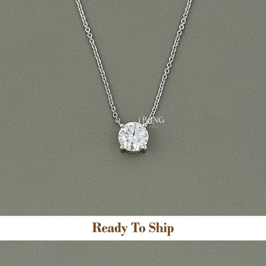 Round Cut Lab Diamond Solitaire Pendant Pendants