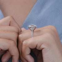 Round Cut Lab Diamond Solitaire Ring With Pavé Band
