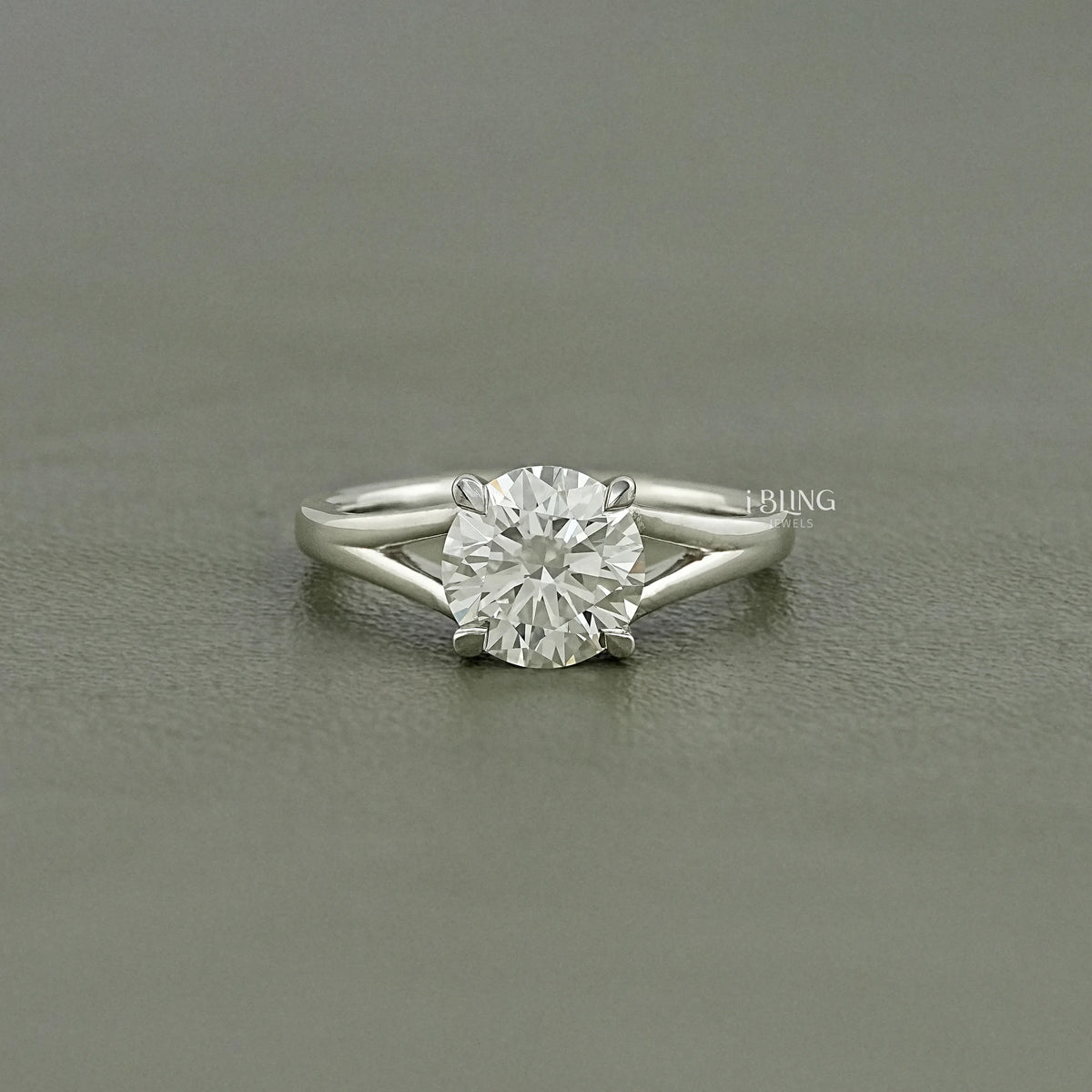Round Cut Lab Grown Diamond Split Shank Solitaire Ring