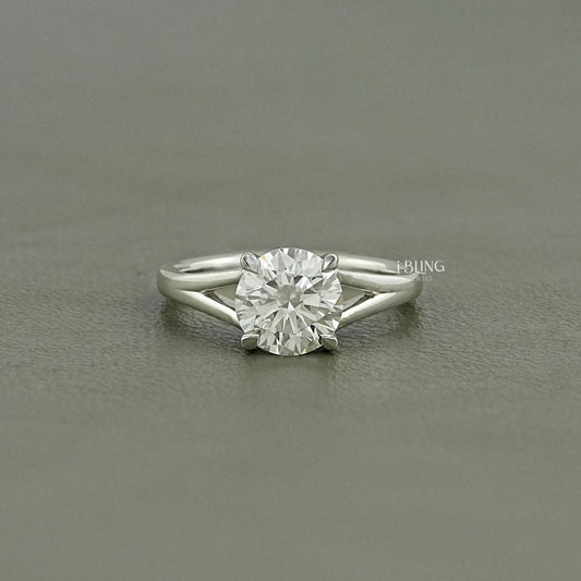 Round Cut Lab Grown Diamond Split Shank Solitaire Ring