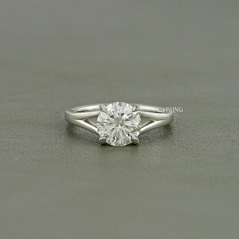 Round Cut Lab Grown Diamond Split Shank Solitaire Ring