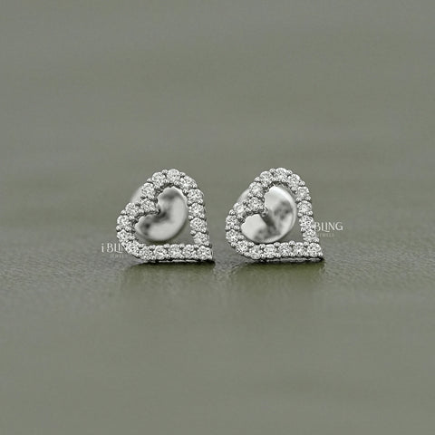 Heart Shape Round Cut Lab Diamond Stud Earrings