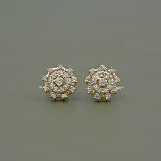 Round Lab Diamond Double Halo Stud Earrings