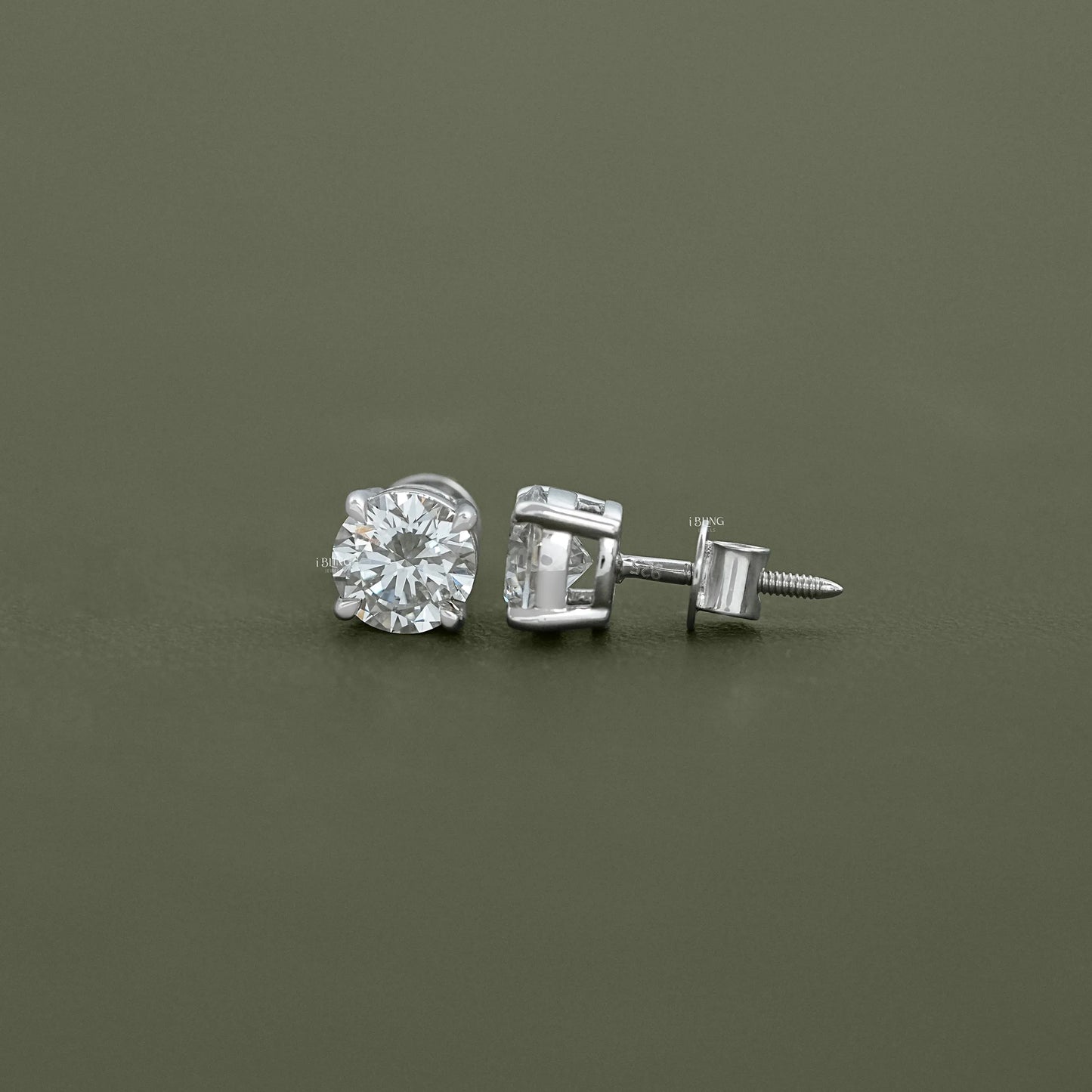 Round Cut Lab Grown Diamond Solitaire Stud Earrings