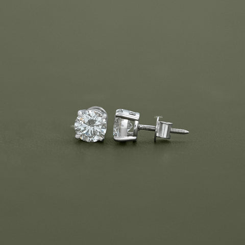 Round Cut Lab Grown Diamond Solitaire Stud Earrings