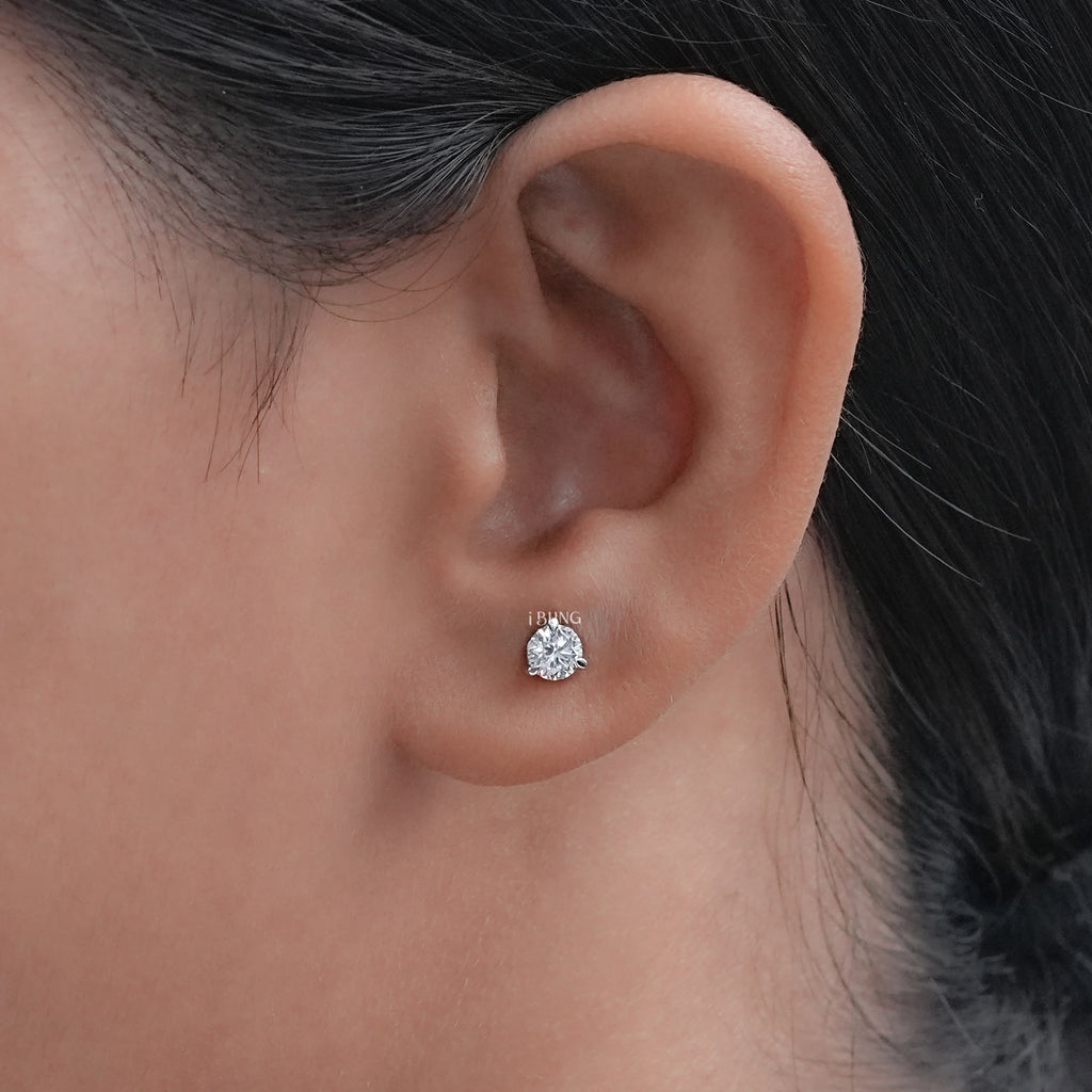 Round Cut Lab Diamond Solitaire Stud Earrings